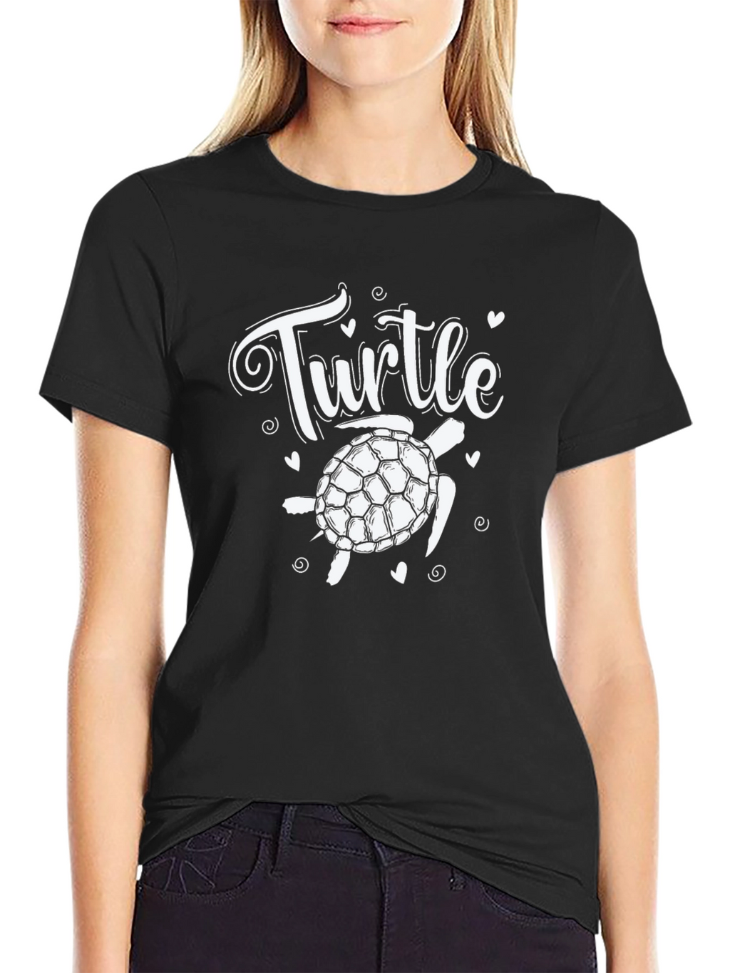Turtle Graphic T-Shirt - Black Casual Style