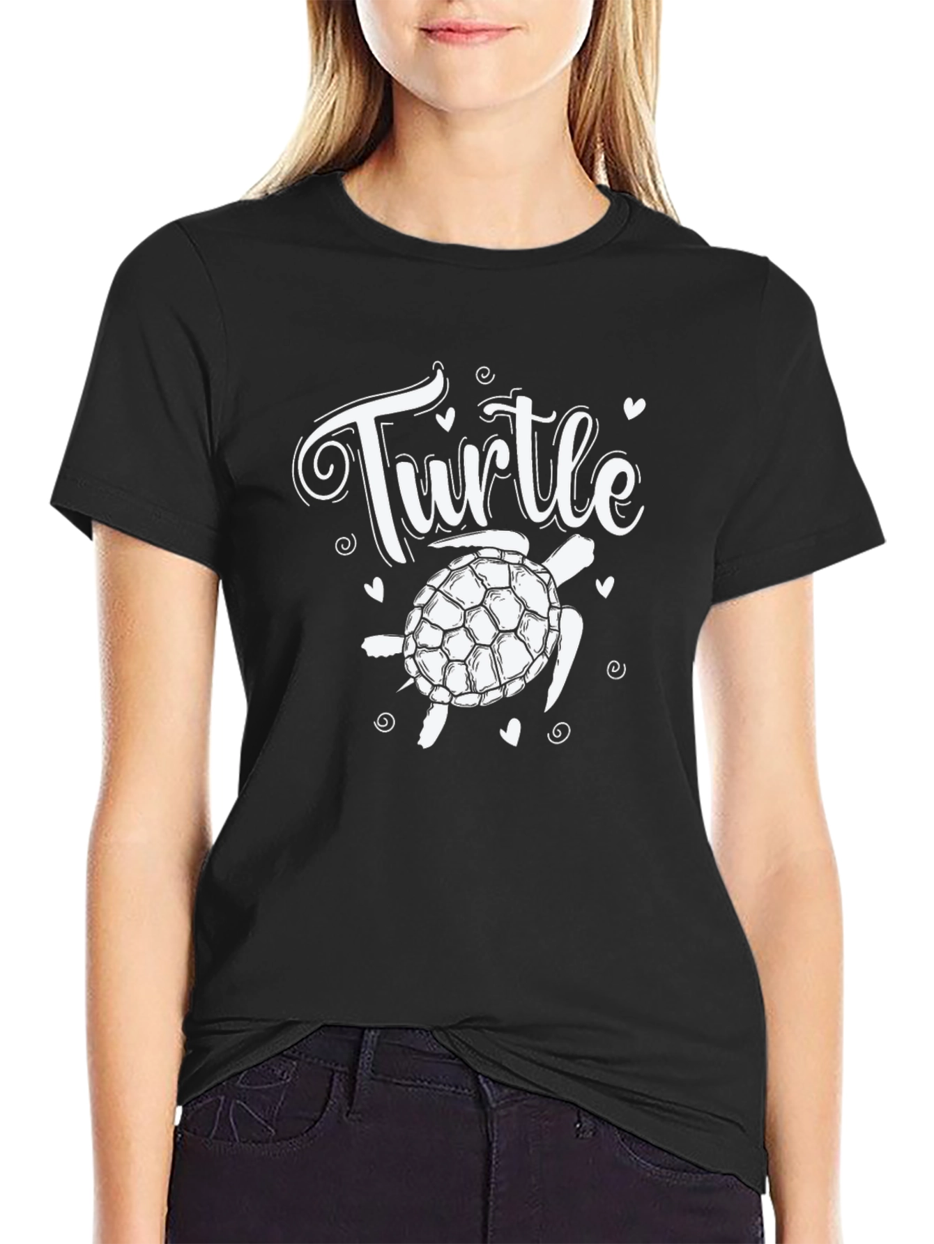 Turtle Graphic T-Shirt - Black Casual Style