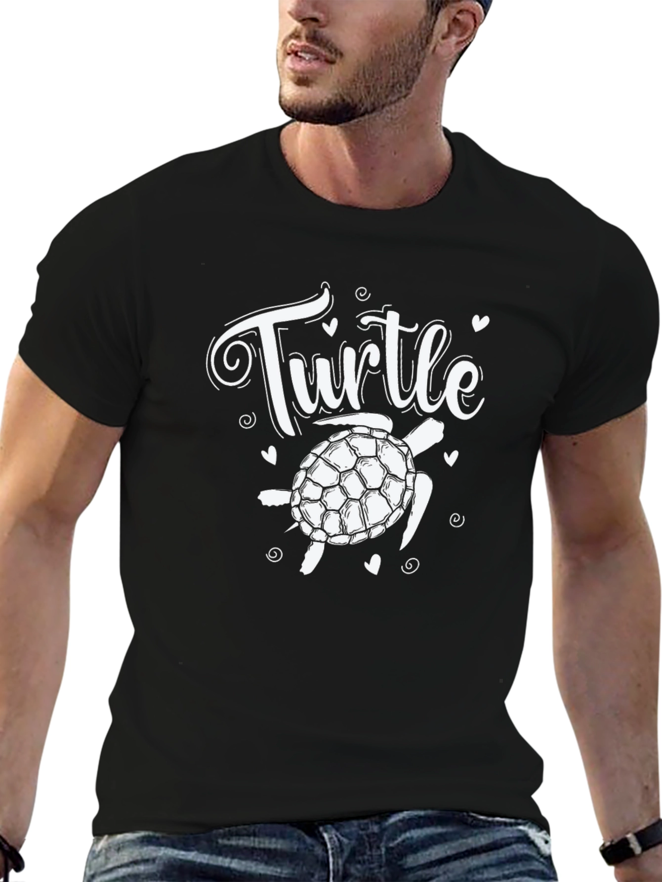 Turtle Graphic T-Shirt - Black Casual Style