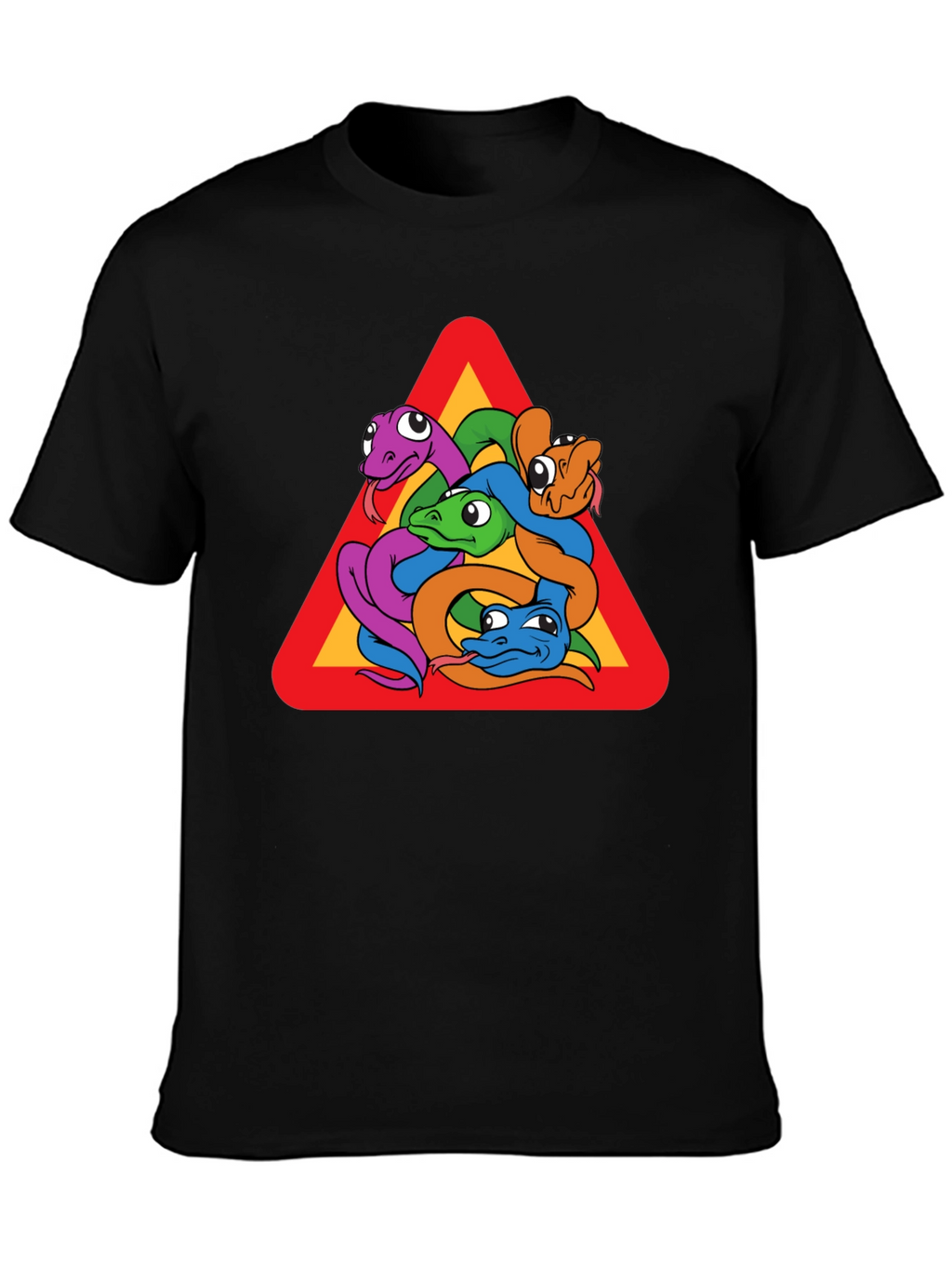 Snakes Warning Sign Graphic T-Shirt - Crew Neck