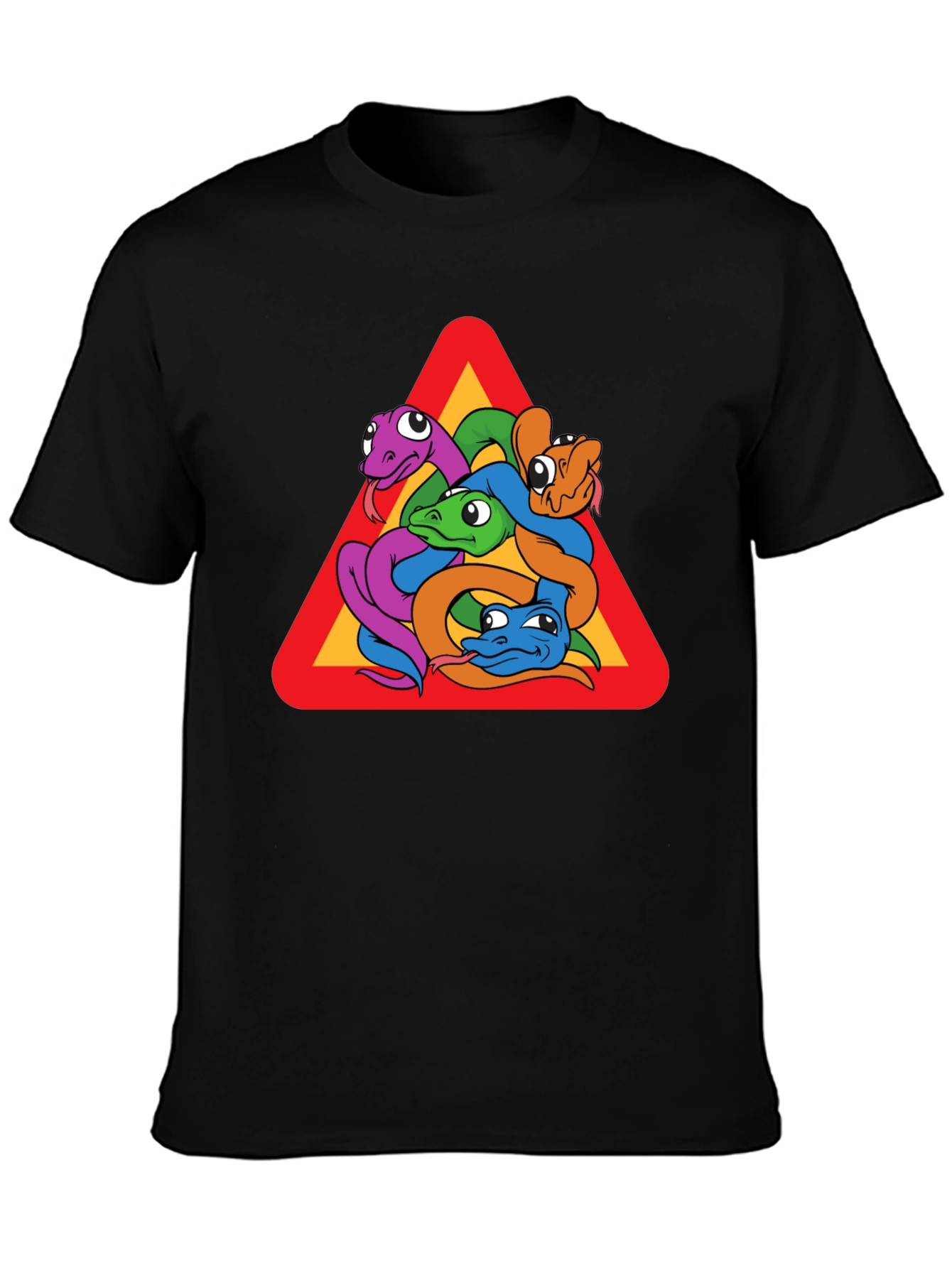 Snakes Warning Sign Graphic T-Shirt - Crew Neck