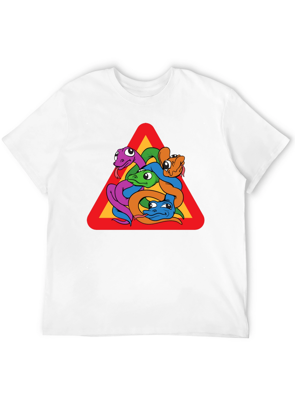 Snakes Warning Sign Graphic T-Shirt - Crew Neck