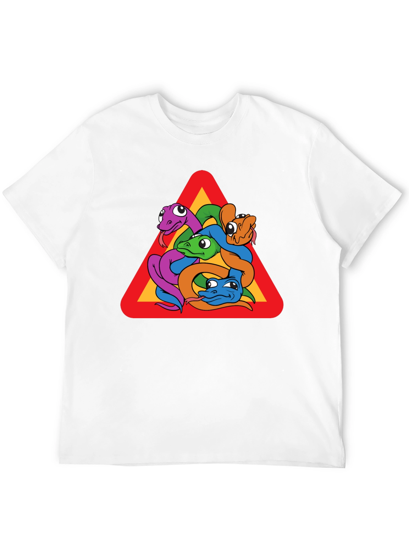 Snakes Warning Sign Graphic T-Shirt - Crew Neck