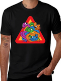 Snakes Warning Sign Graphic T-Shirt - Crew Neck