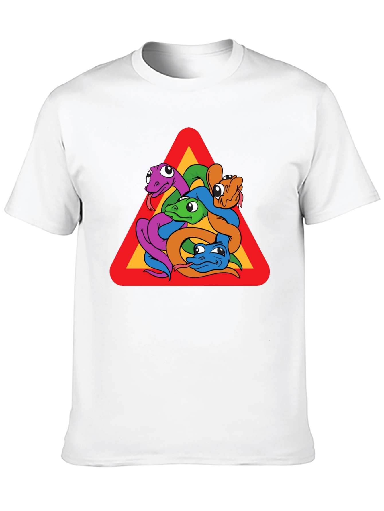 Snakes Warning Sign Graphic T-Shirt - Crew Neck