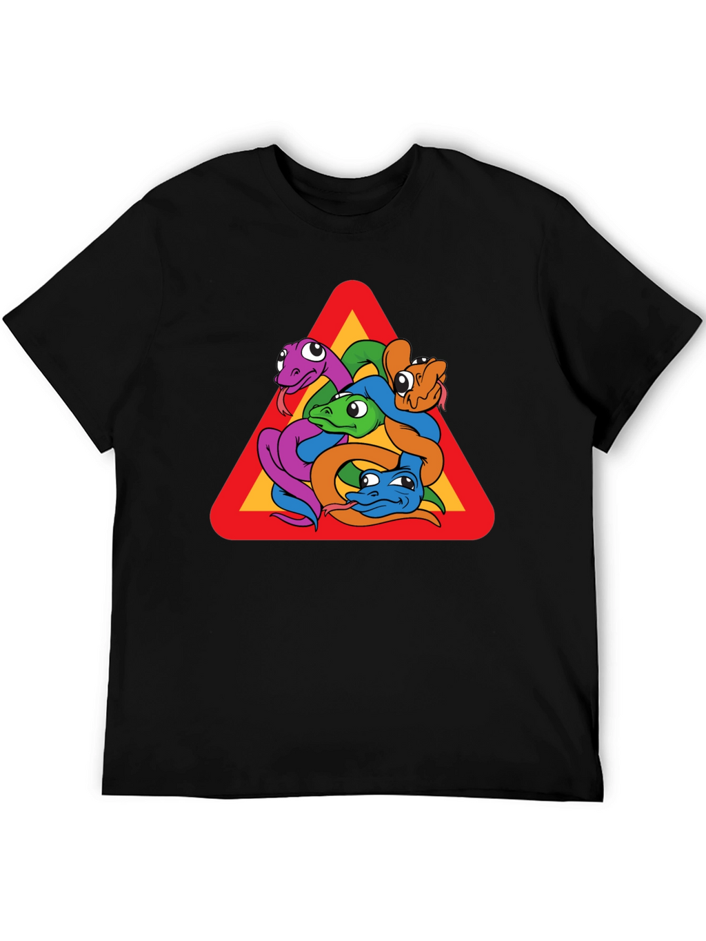 Snakes Warning Sign Graphic T-Shirt - Crew Neck