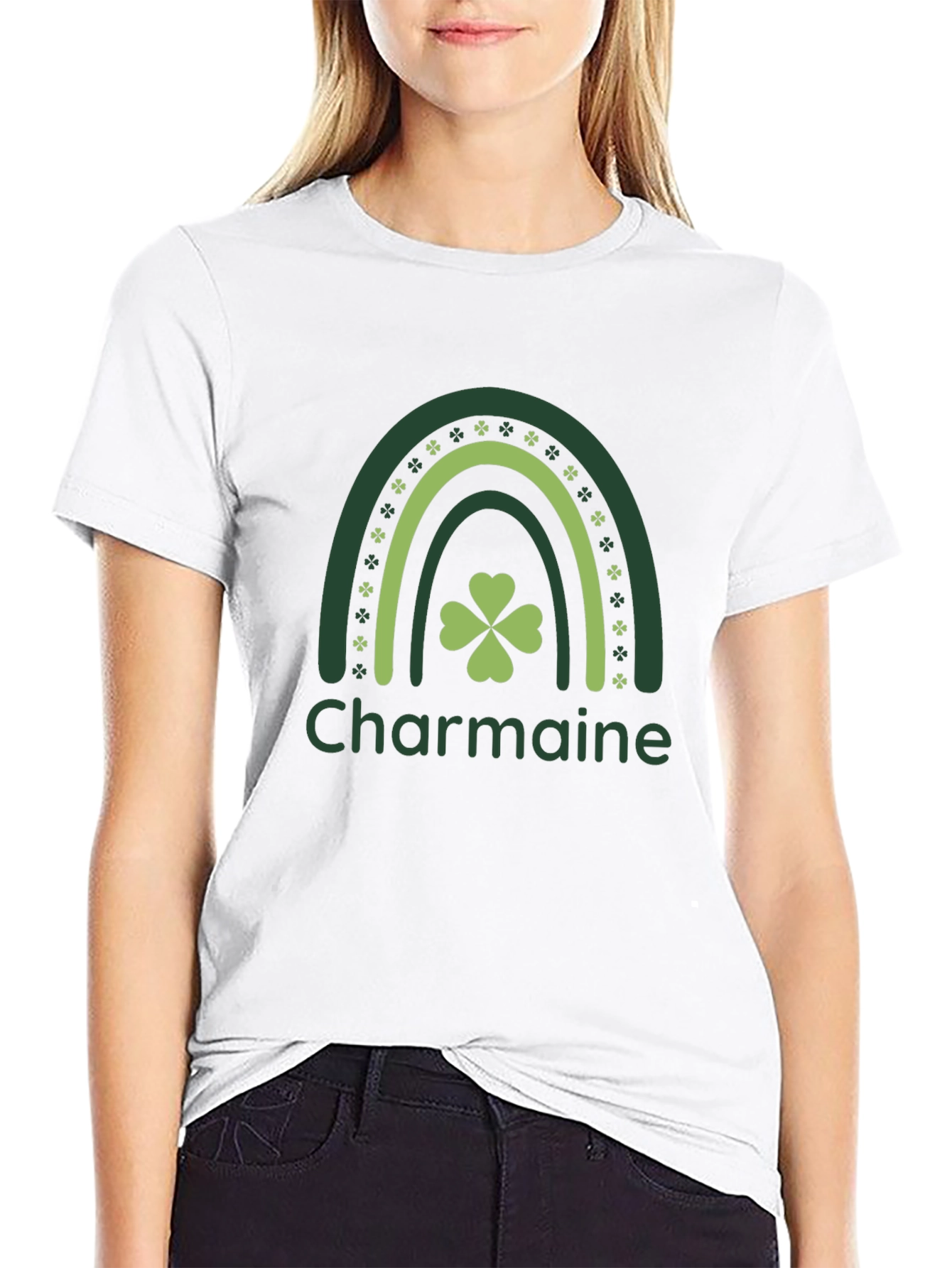 Charmaine Rainbow Shamrock St. Patricks Day T-Shirt