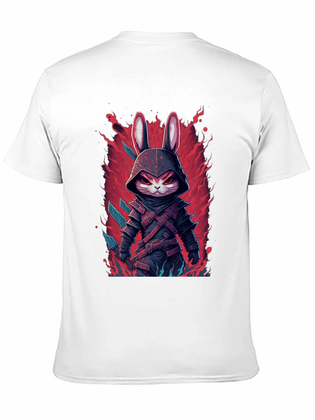 Mens Black T-Shirt with Rabbit Warrior Graphic
