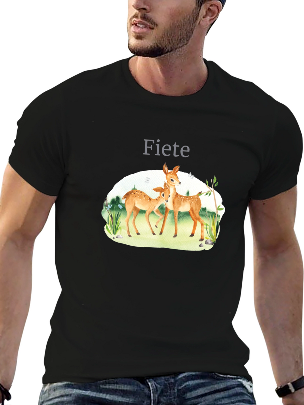 Fiete Deer Graphic Black T-Shirt