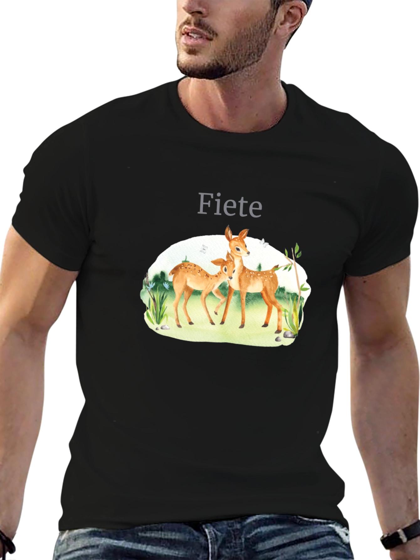 Fiete Deer Graphic Black T-Shirt