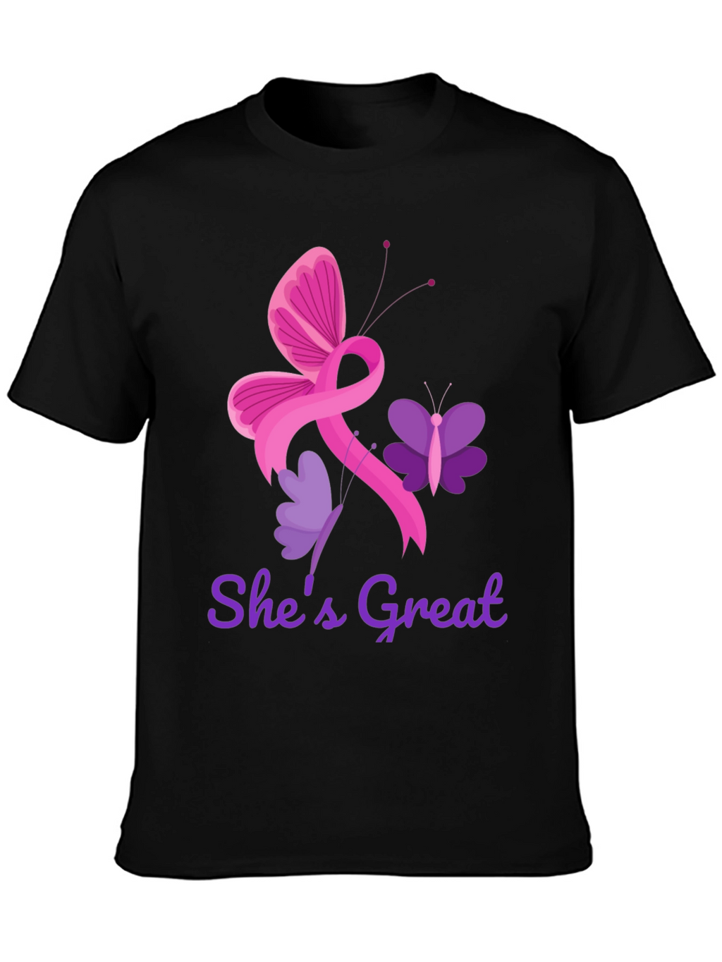 Shes Great Breast Cancer Awareness Ribbon Butterfly T-Shirt