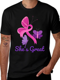Shes Great Breast Cancer Awareness Ribbon Butterfly T-Shirt