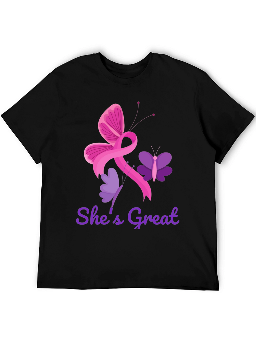 Shes Great Breast Cancer Awareness Ribbon Butterfly T-Shirt