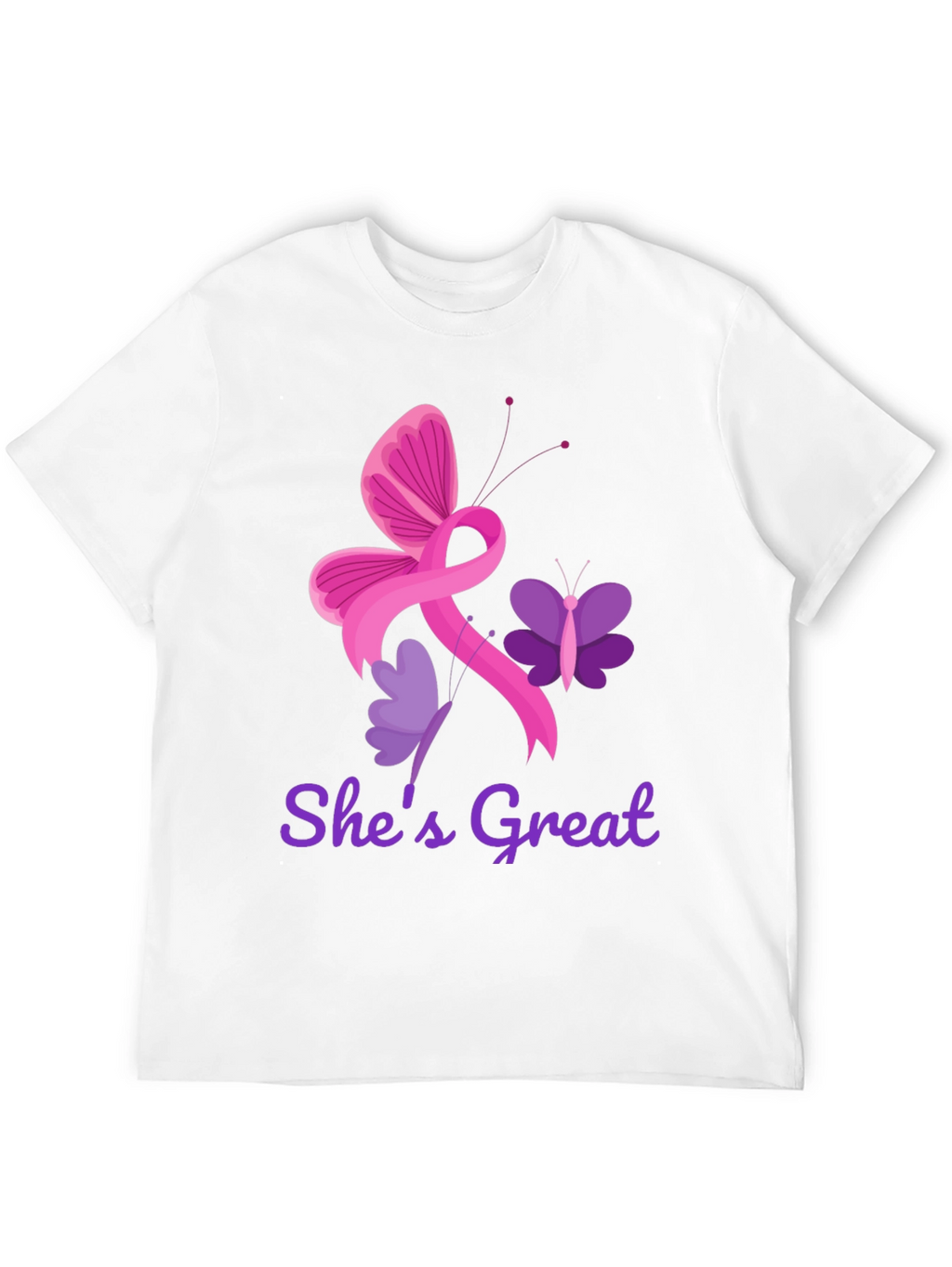 Shes Great Breast Cancer Awareness Ribbon Butterfly T-Shirt