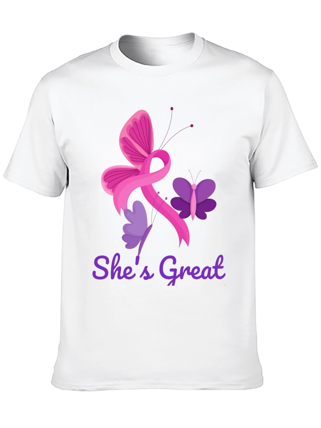 Shes Great Breast Cancer Awareness Ribbon Butterfly T-Shirt