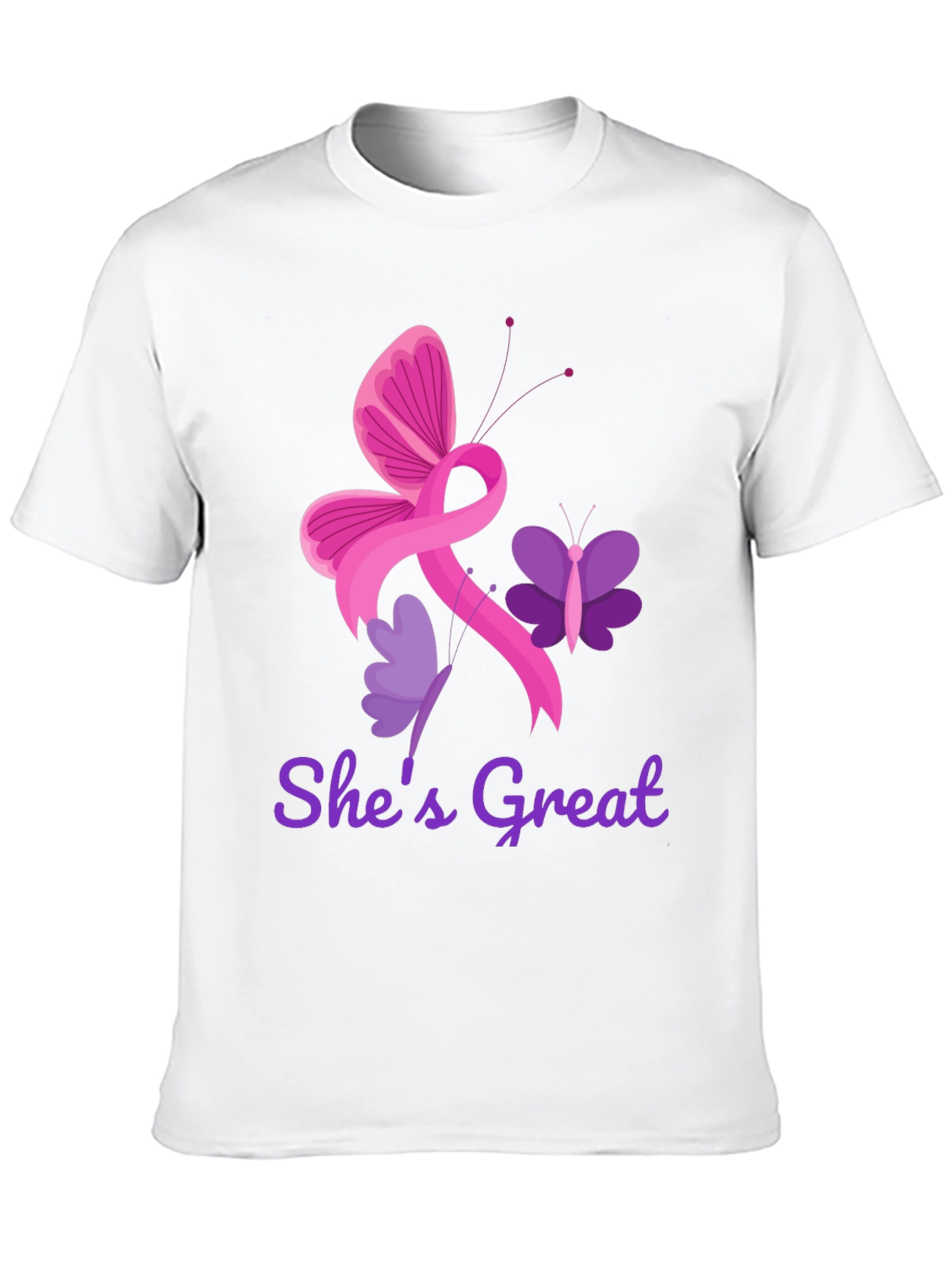 Shes Great Breast Cancer Awareness Ribbon Butterfly T-Shirt