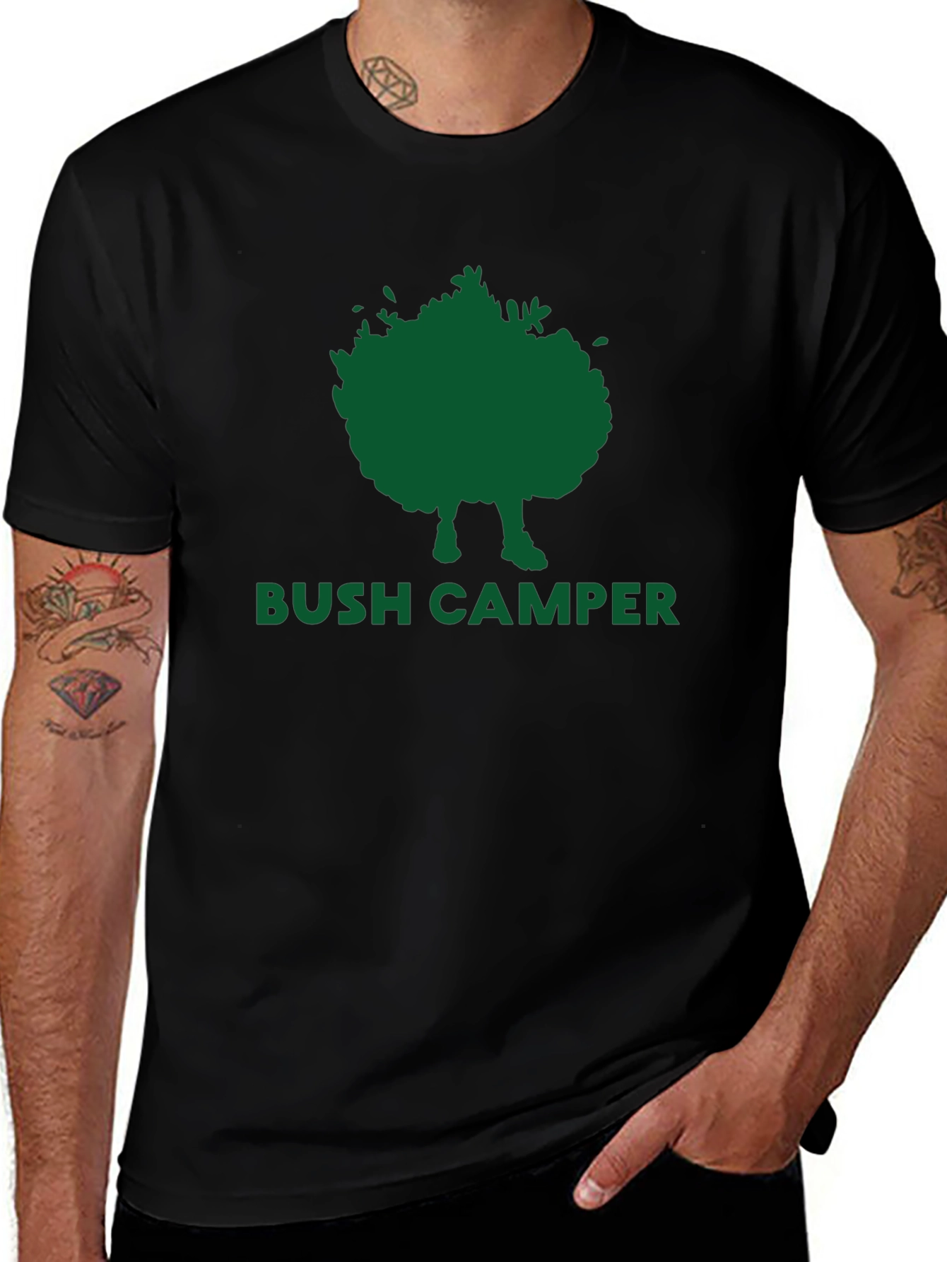 Bush Camper Graphic Tee - Black Cotton T-Shirt