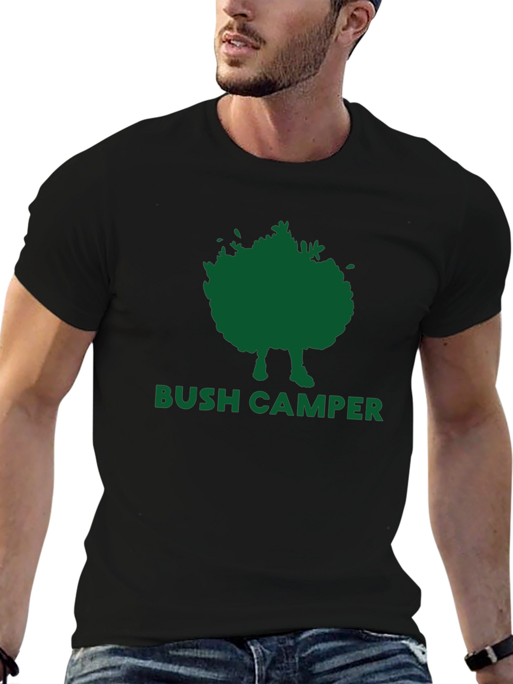 Bush Camper Graphic Tee - Black Cotton T-Shirt