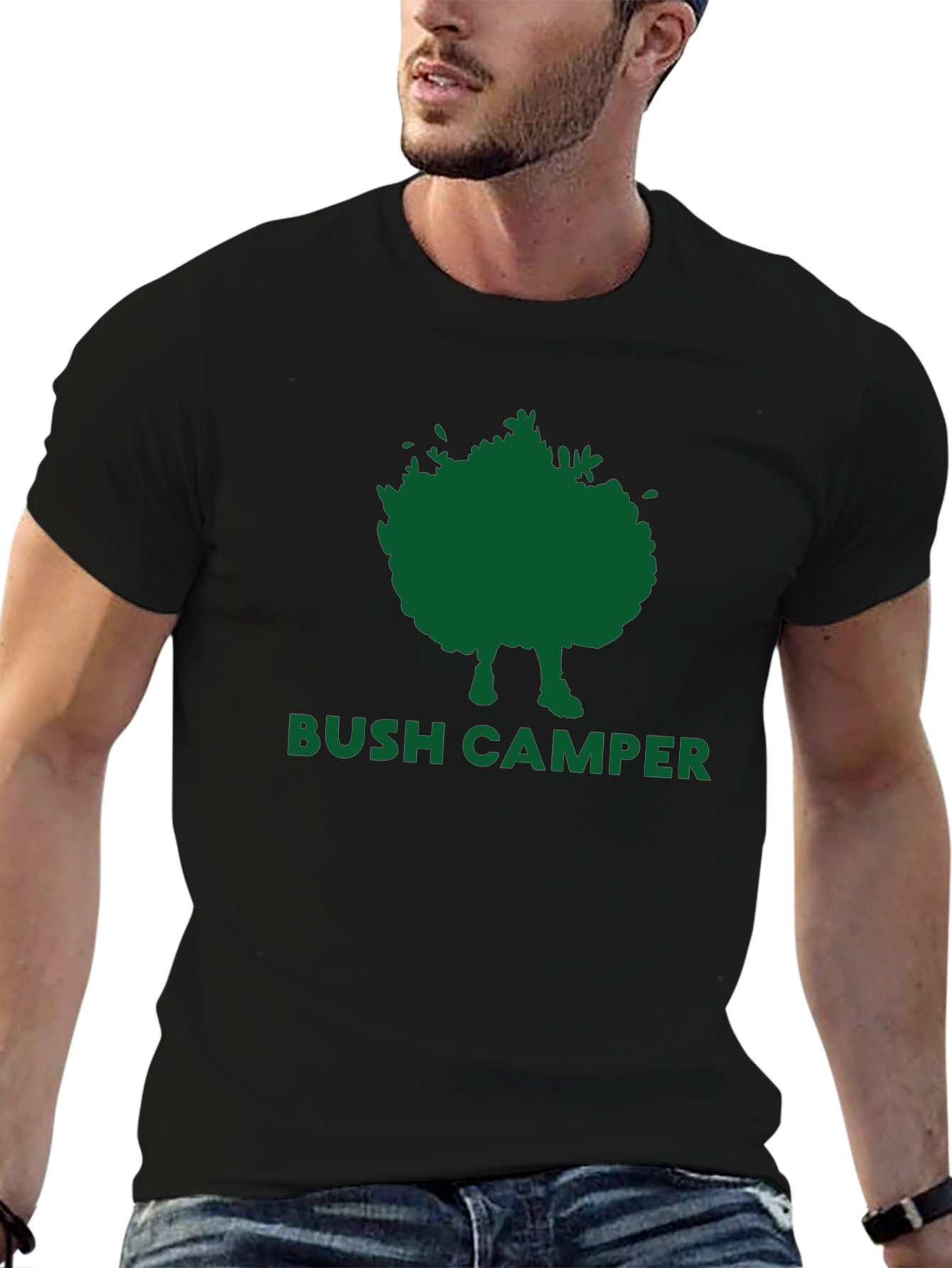 Bush Camper Graphic Tee - Black Cotton T-Shirt