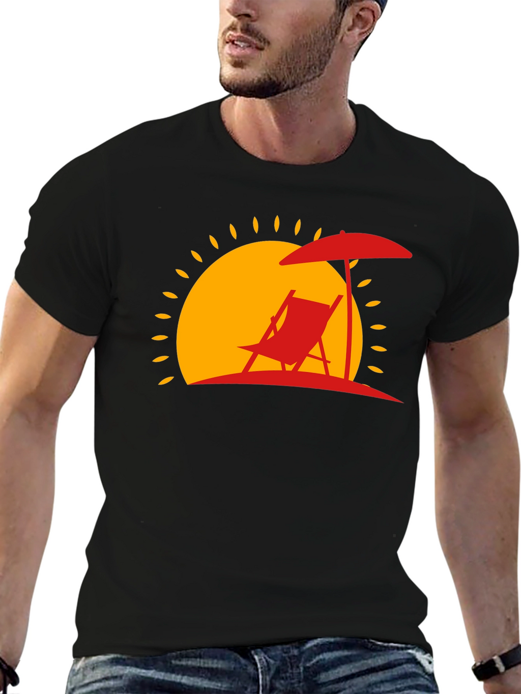 Relaxing Beach Scene Graphic Tee