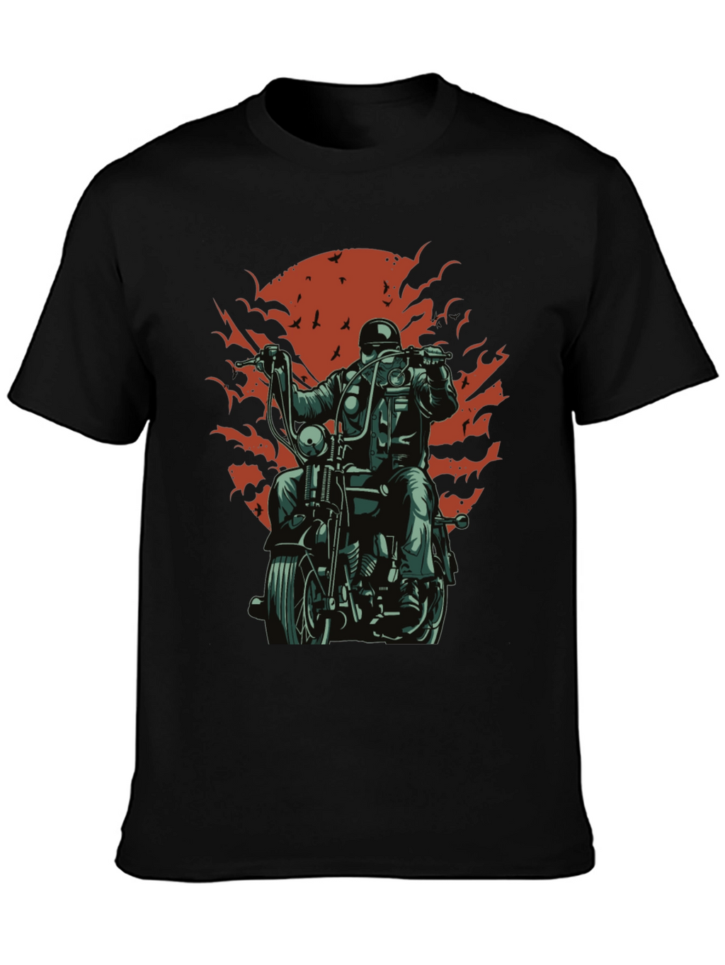 Cool Biker T-Shirt - Black Motorcycle Design