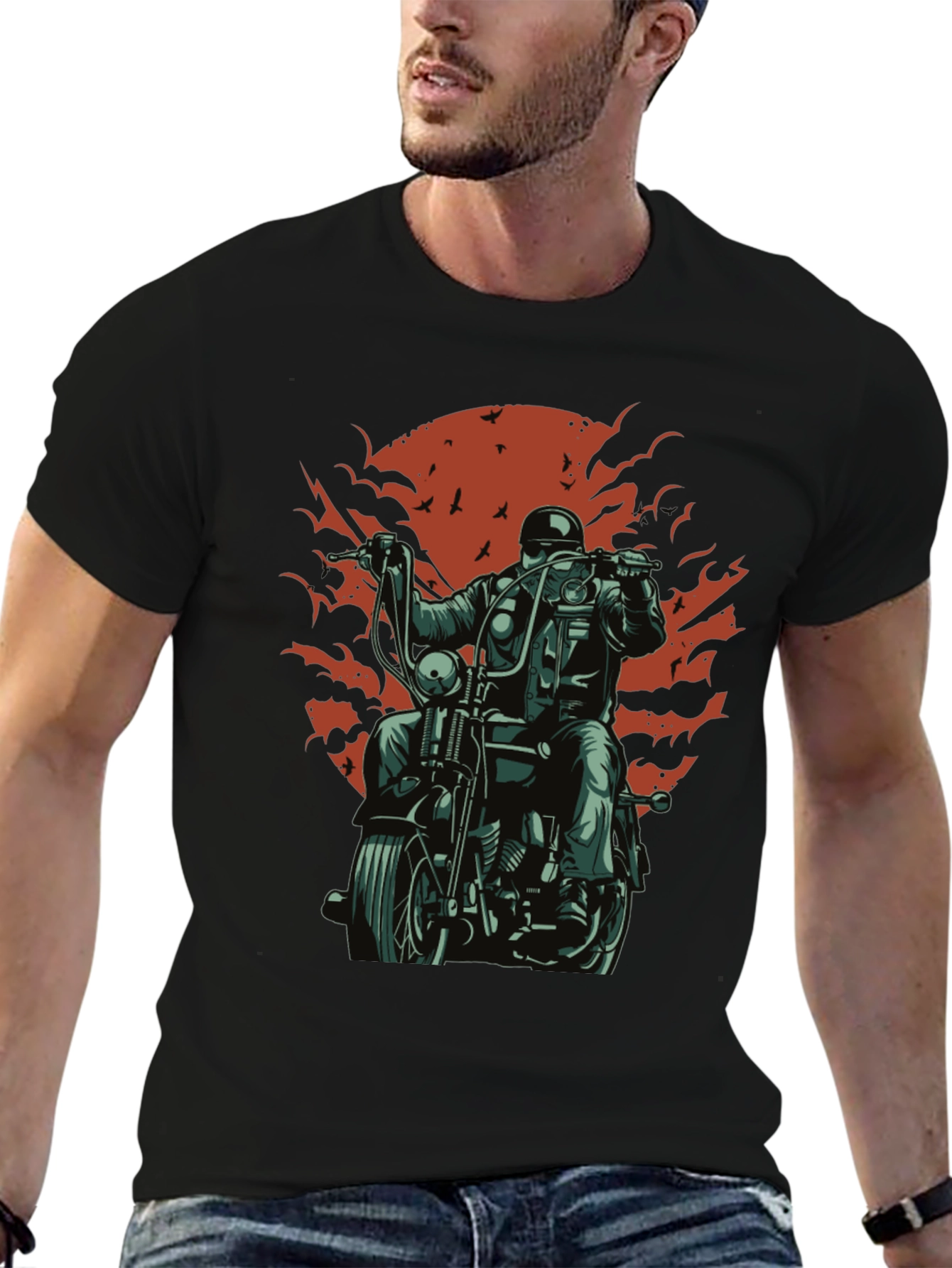 Cool Biker T-Shirt - Black Motorcycle Design