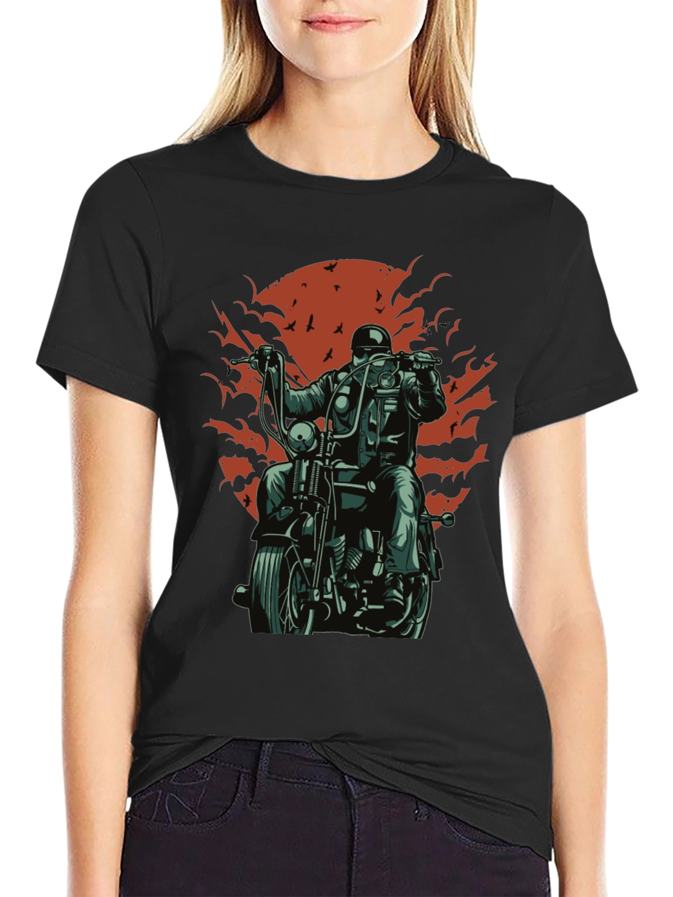 Cool Biker T-Shirt - Black Motorcycle Design