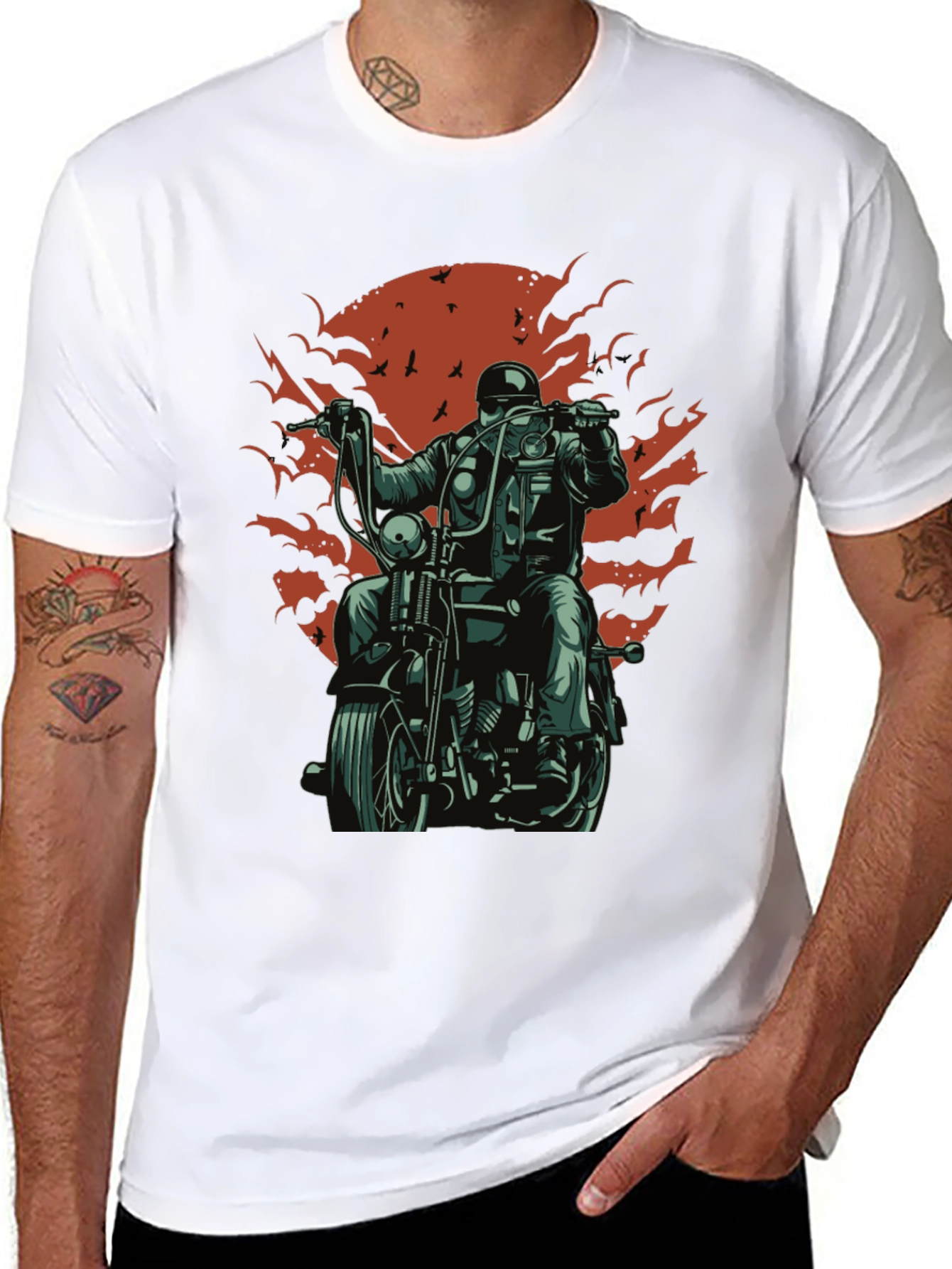 Cool Biker T-Shirt - Black Motorcycle Design