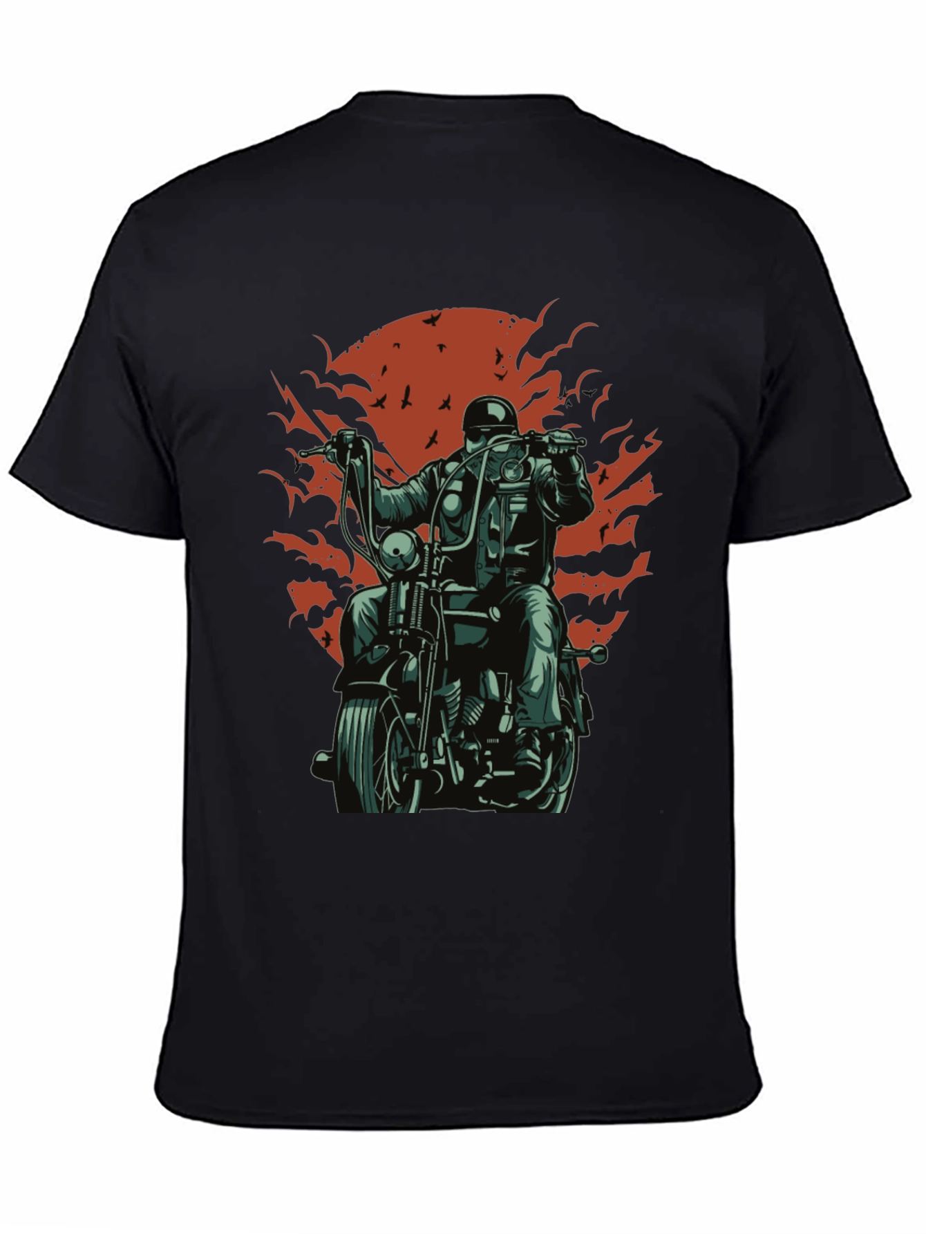Cool Biker T-Shirt - Black Motorcycle Design