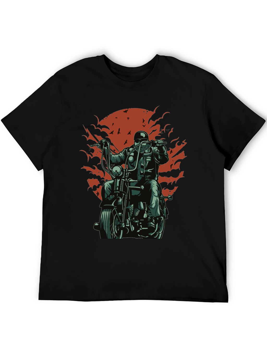 Cool Biker T-Shirt - Black Motorcycle Design