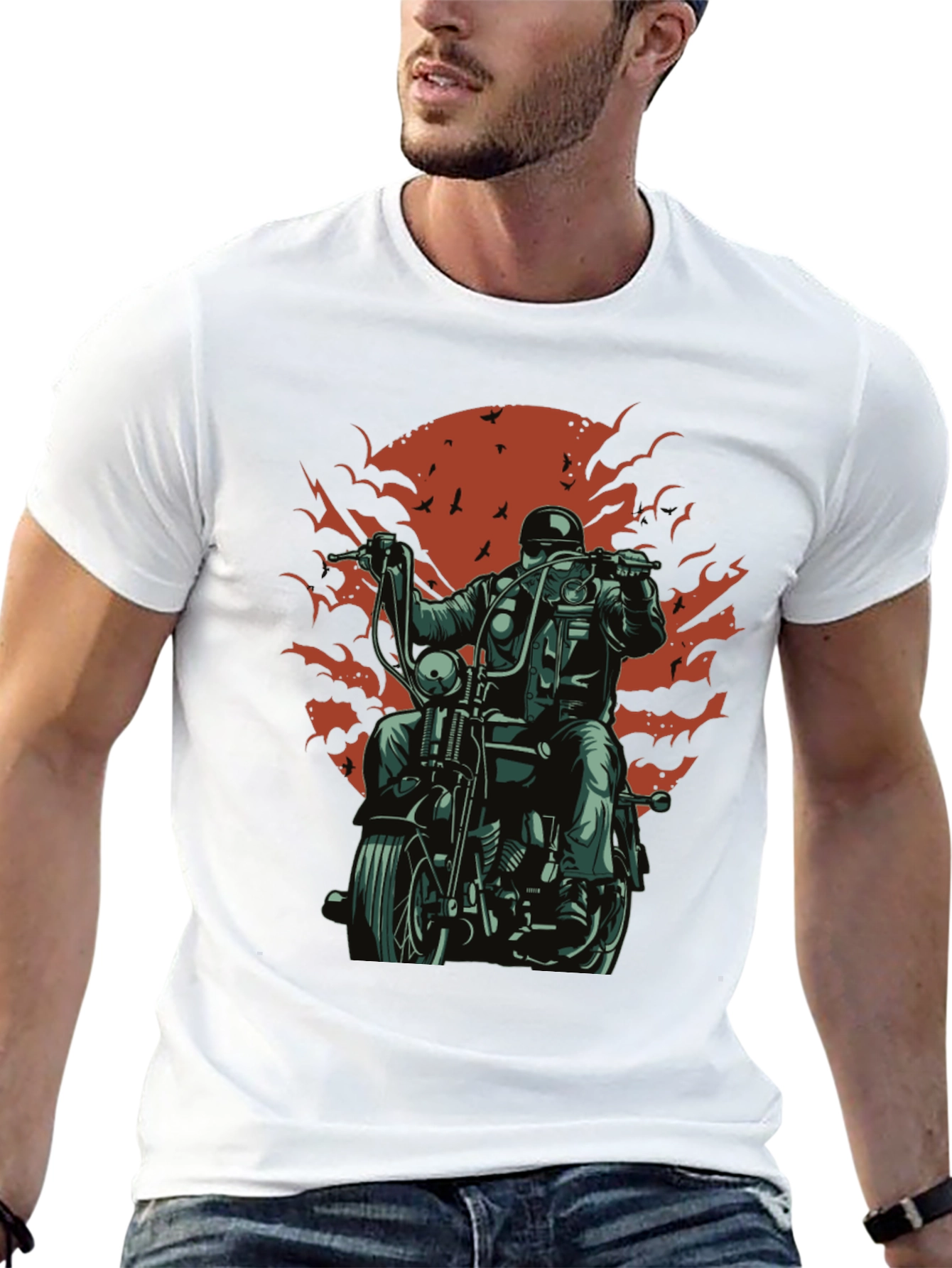 Cool Biker T-Shirt - Black Motorcycle Design
