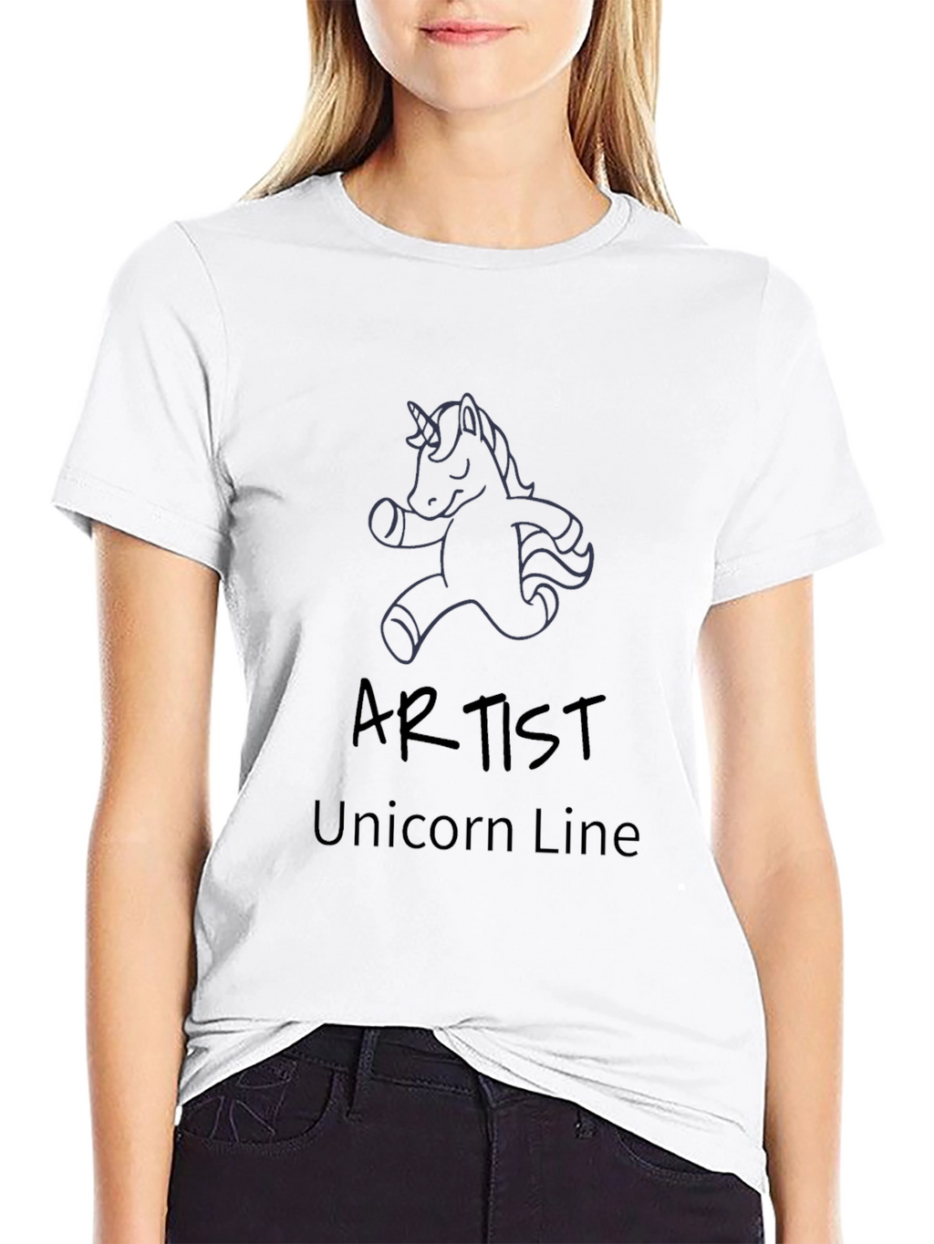 Artist Unicorn Line Black Graphic Tee