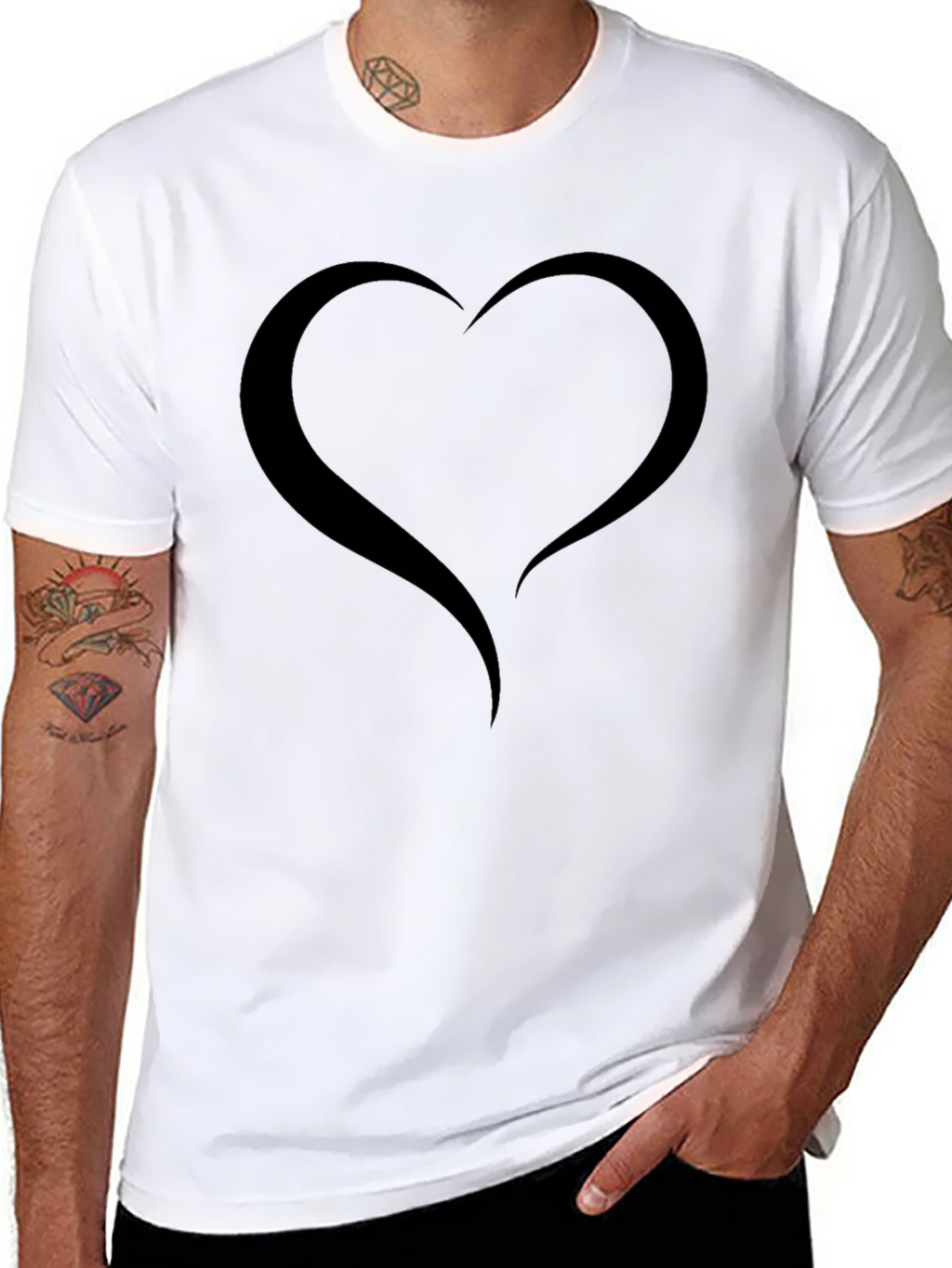 Heart Graphic Black T-Shirt - Mens Casual Fashion