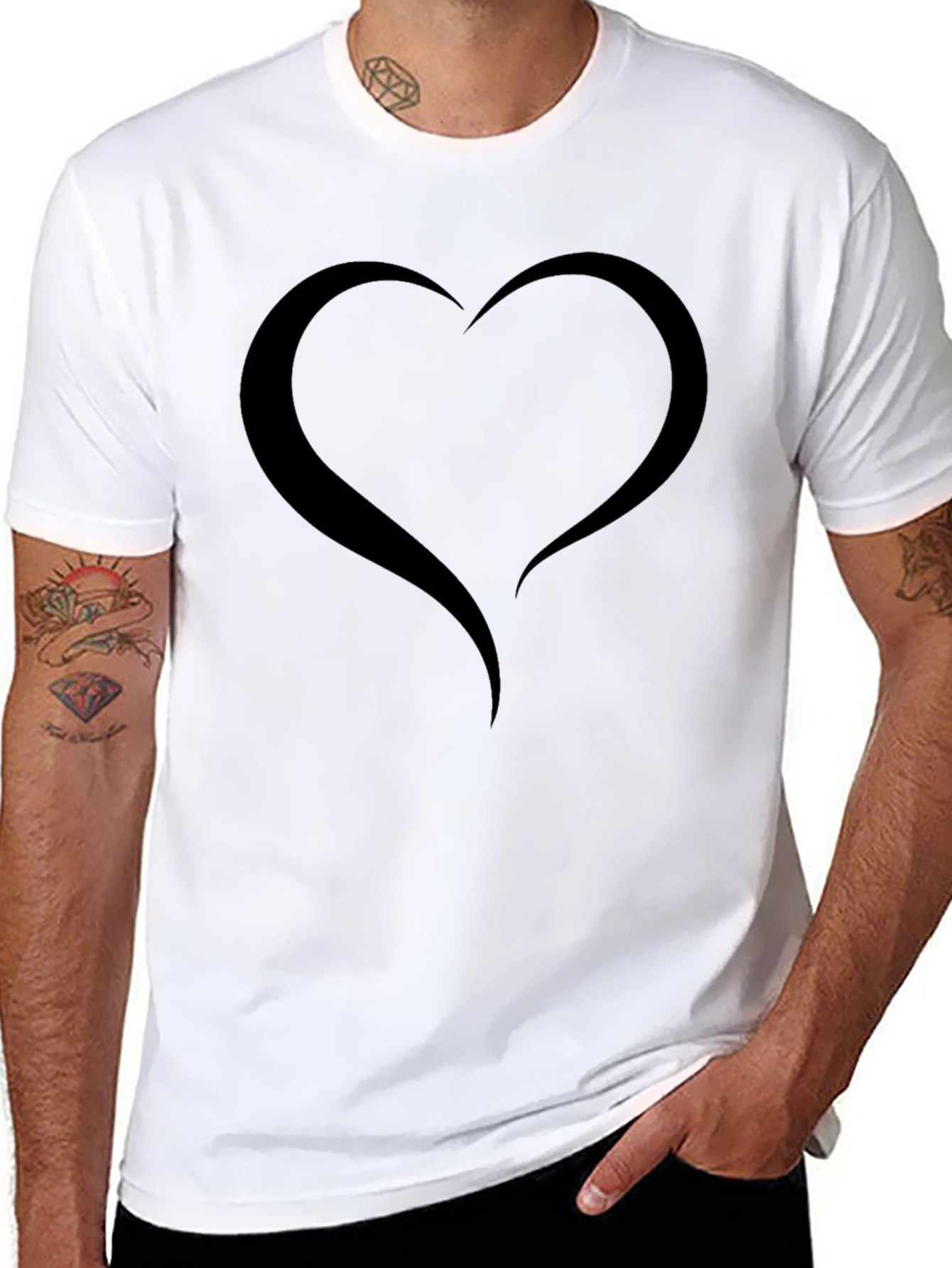 Heart Graphic Black T-Shirt - Mens Casual Fashion