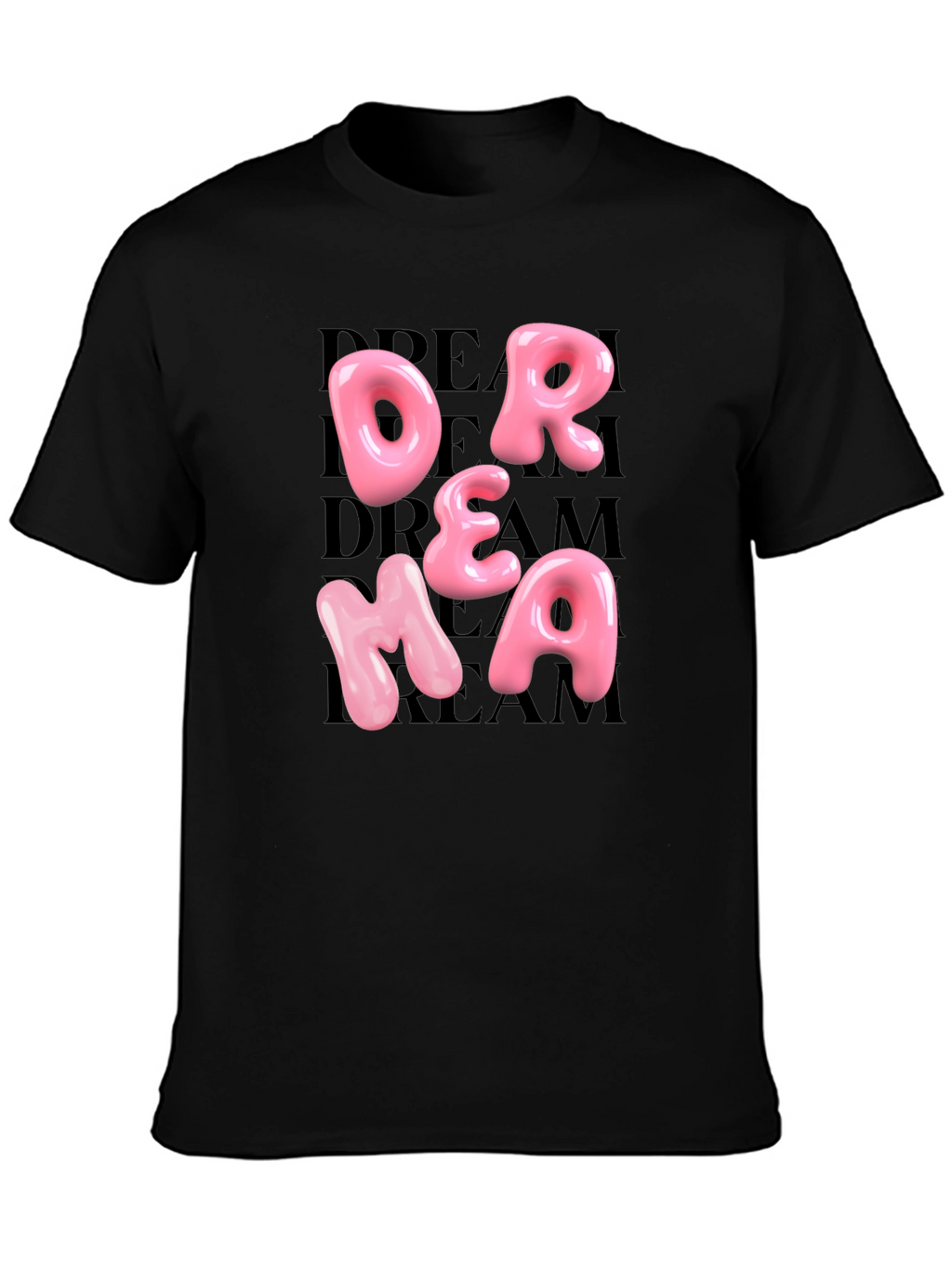 Dream Pink Letter Graphic Black T-Shirt