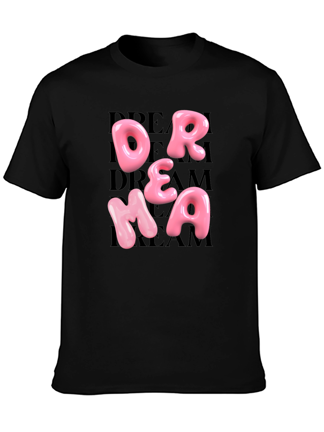 Dream Pink Letter Graphic Black T-Shirt