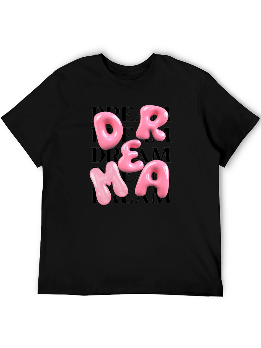 Dream Pink Letter Graphic Black T-Shirt