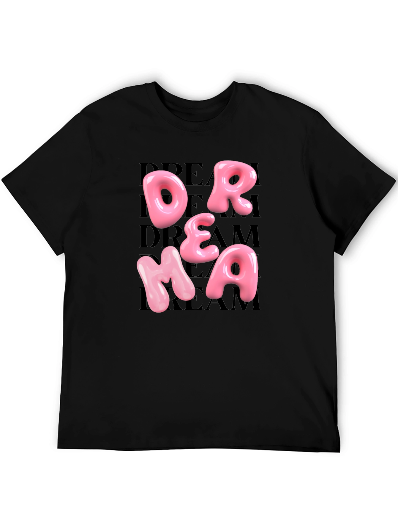 Dream Pink Letter Graphic Black T-Shirt