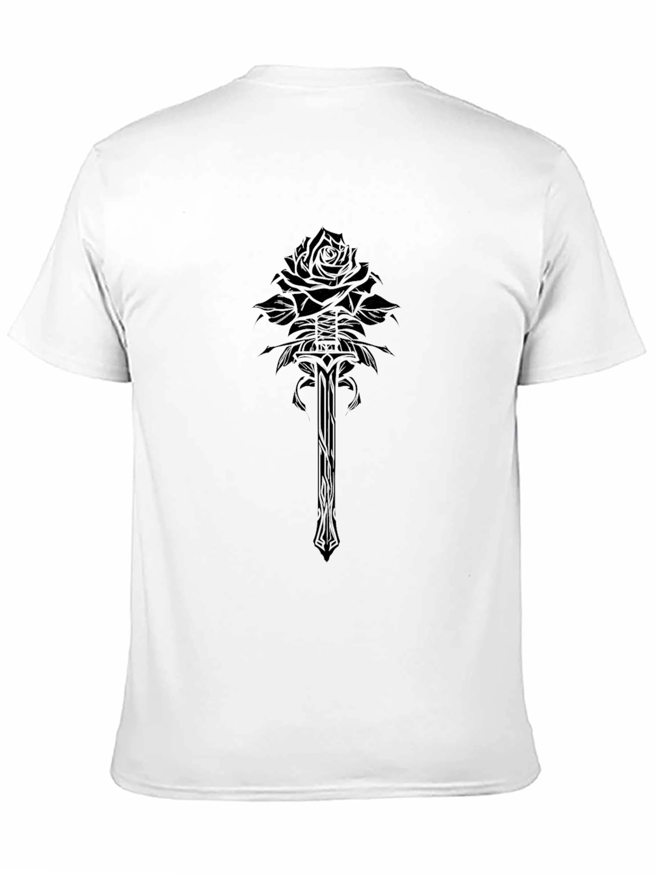 Gothic Rose & Sword Graphic Black T-Shirt