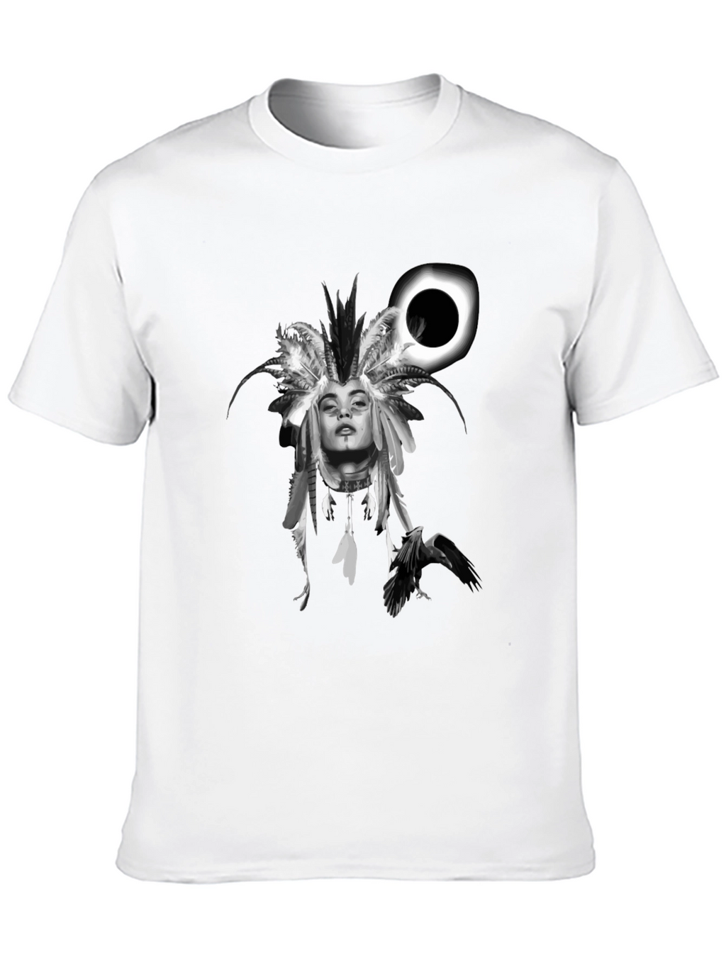 Raven Woman T-Shirt: Black Stylish Graphic Tee