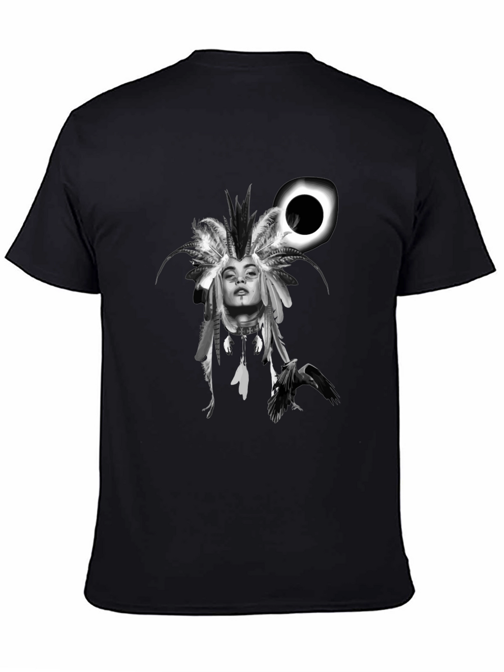Raven Woman T-Shirt: Black Stylish Graphic Tee