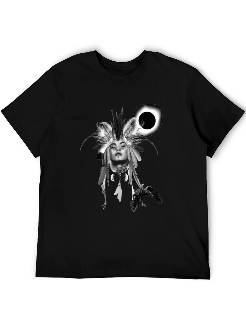 Raven Woman T-Shirt: Black Stylish Graphic Tee