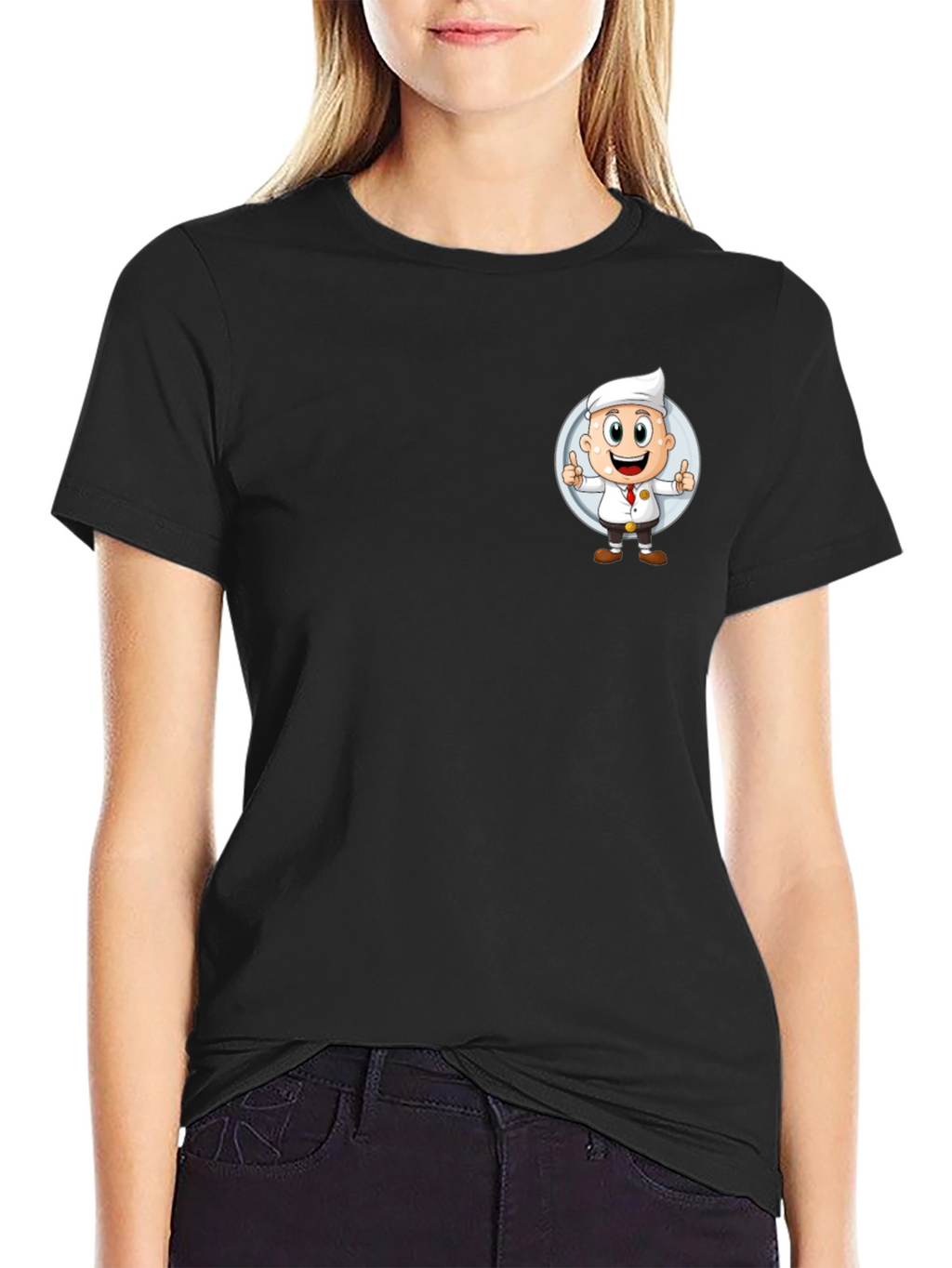 Chef Cartoon Graphic Black T-Shirt