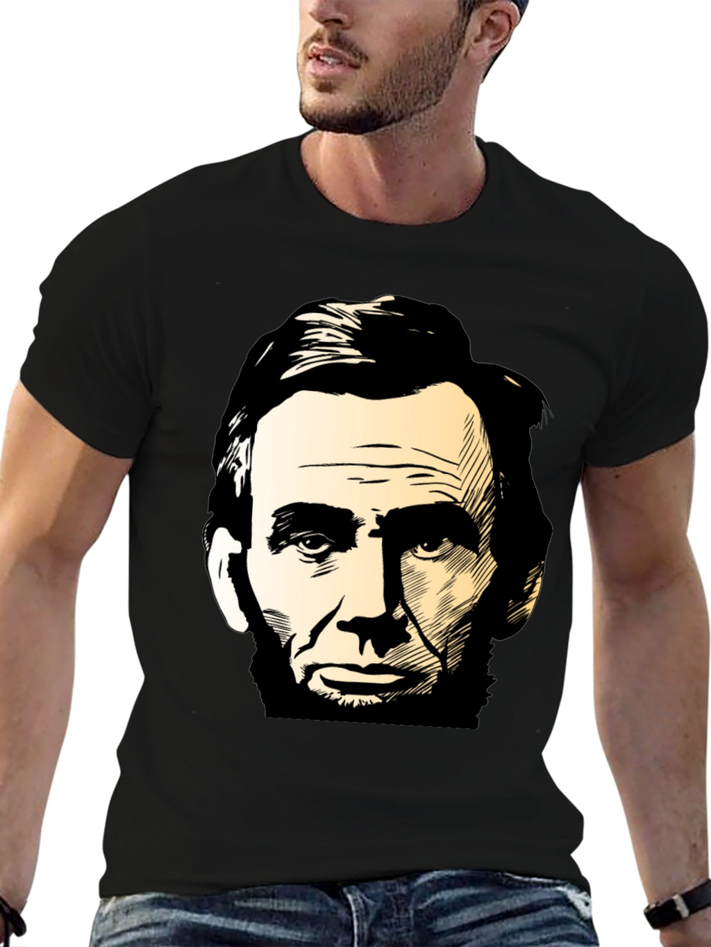 Abraham Lincoln Portrait Black T-Shirt