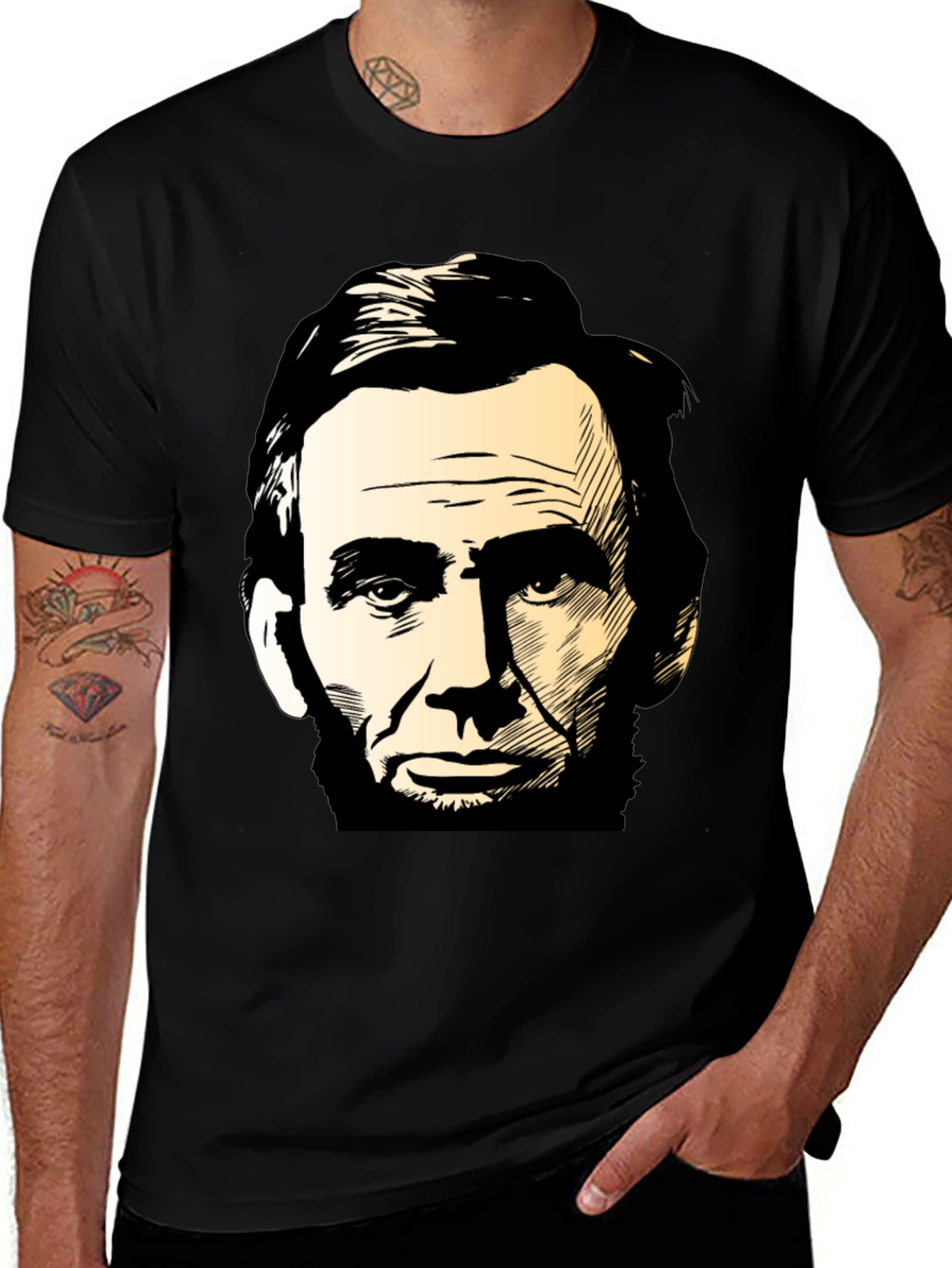 Abraham Lincoln Portrait Black T-Shirt