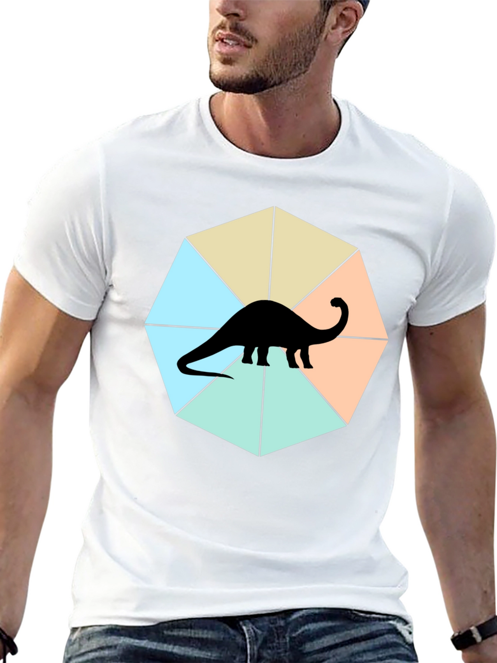 Dino Graphic Tee - Stylish Geometric Design