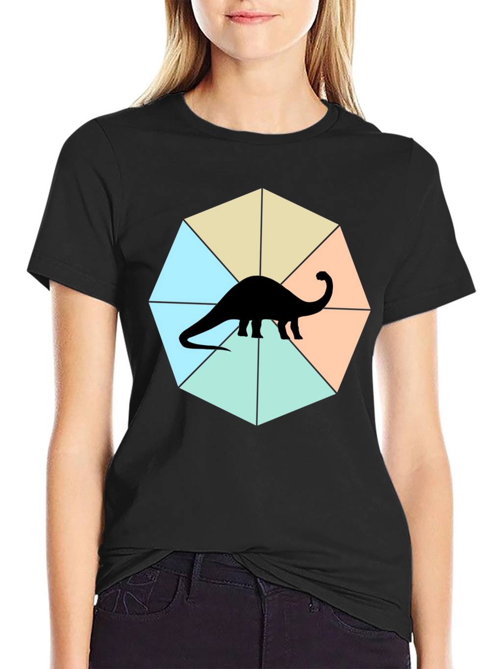Dino Graphic Tee - Stylish Geometric Design