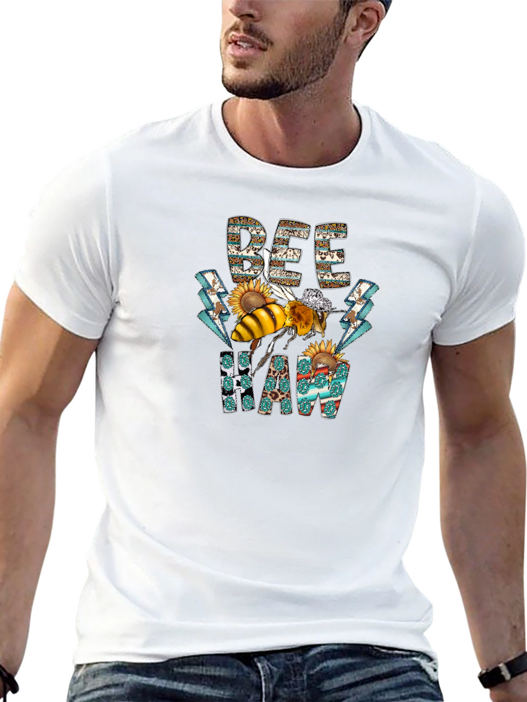 Bee Haw T-Shirt - Graphic Print Cotton Tee