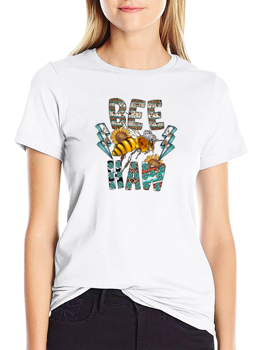 Bee Haw T-Shirt - Graphic Print Cotton Tee