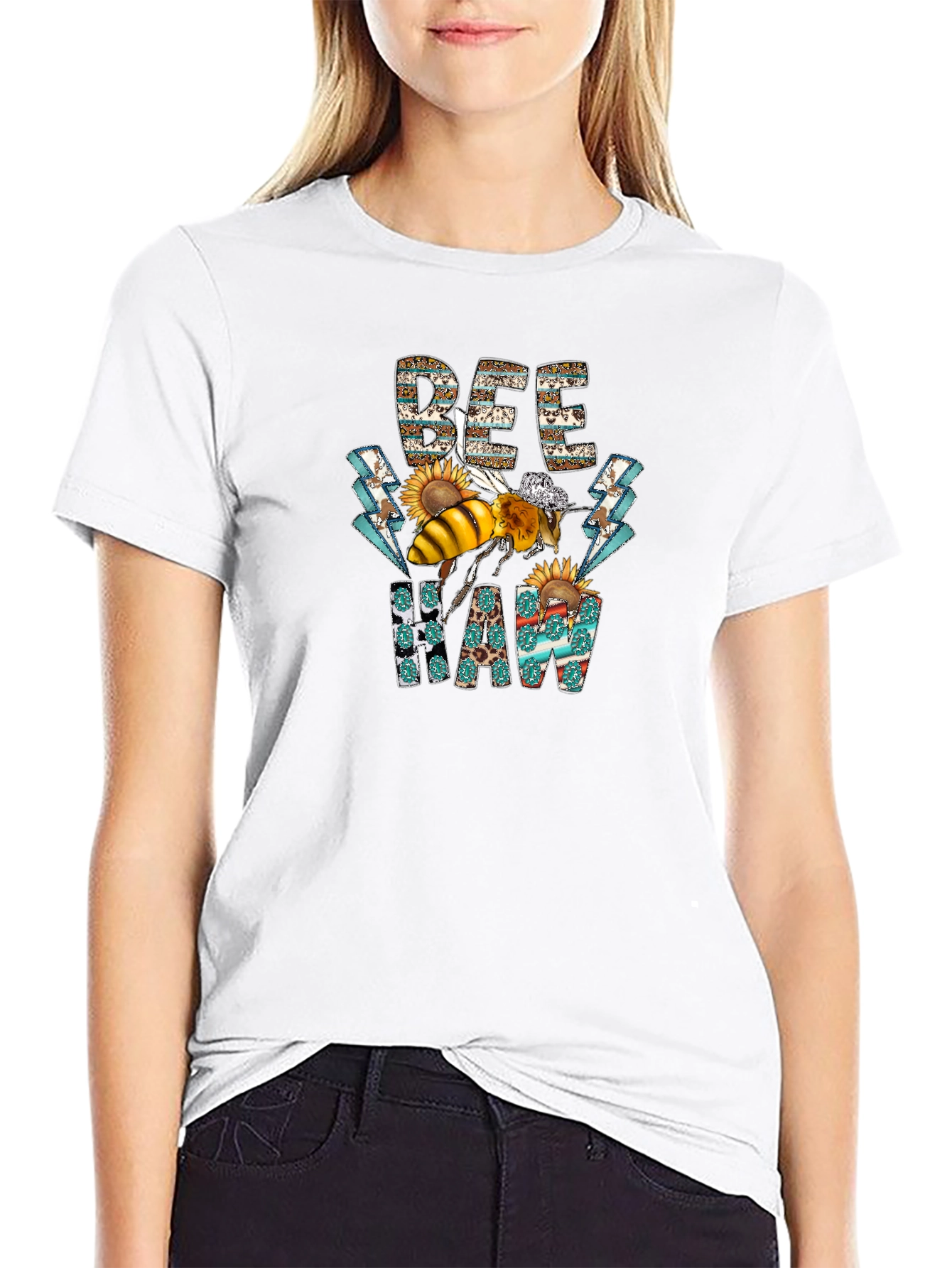 Bee Haw T-Shirt - Graphic Print Cotton Tee